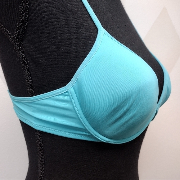 Pink Victoria's Secret turquoise plunge push up underwire bra size 34B - Picture 2 of 9